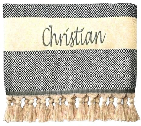 Arthi XXL Hamamtuch Strandtuch personalisiert, Vatertagsgeschenk super geeignet als Saunatuch, Badetuch, Wellness, Yoga, Fitness,Sport, individuelle Geschenkidee, 100x180cm, 100% Baumwolle (Schwarz)
