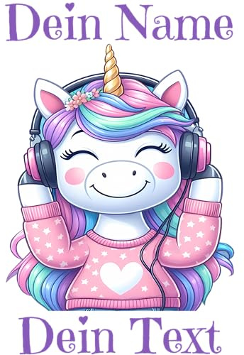 Bügelbild Einhorn Wunschnamen Wunschtext Bügelfolie Name zum Aufbügeln Flicken zum selber Aufbügeln Transferfolie Geburtstag Geschenk für Textilien verschiede Größen T-Shirt selbst gestalten