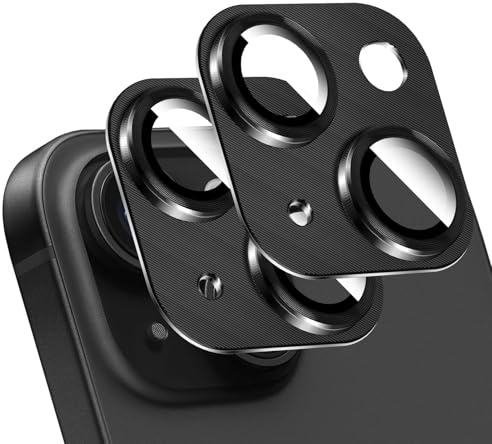 LucBuy 2PCS Metal Camera Lens Protector for iPhone 12/iPhone 12 Mini, 3D Texture Aluminum Coverage Phone Decoration, Anti-Scratch Full Protection Titanium Back Camera Cover
