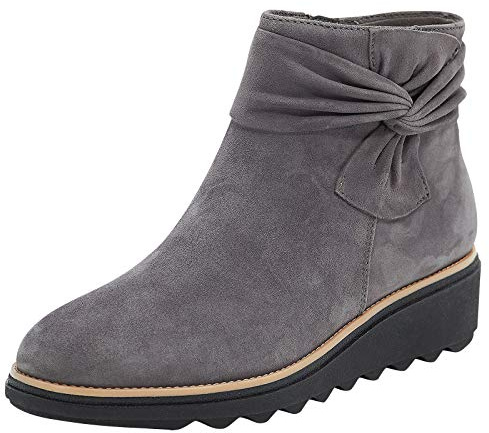 Genérico Botas Media Caña Para Mujer - Botines Tacon Medio, Zapatos Tobillo Short Flock, Casual Con Cremallera, Cuñas, Militares Negras - 40 (Grey, 38)