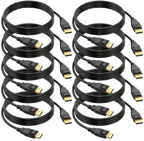 URELEGAN VESA Certified 3FT DisplayPort Cable 1.4 10-Pack, High Speed 8K Display Port DP Cable 32.4Gbps (8K@60Hz, 4K@120Hz, 2K@144Hz,1080P@240Hz) for Laptop PC Ultra Widescreen Gaming Monitor