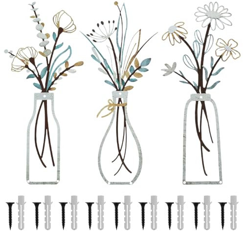 VAVPUP Metallblumen Wandkünste leicht zu installieren minimalistische Blumenwand Dekore Leicht zu hängen Metallblumen Wandkunst minimalistische Metallblumenkunst sicherer Stall für Zuhause geeignet