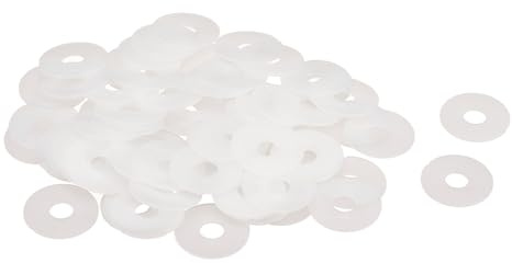 QUARKZMAN 60 Pcs Arandelas Planas, Pasacables de Nylon M6 6Mm Id 20Mm Od 1Mm de Grosor Arandela Lisa Arandelas de Plástico para Juntas de Hojas de Plástico Espaciador, Blanco
