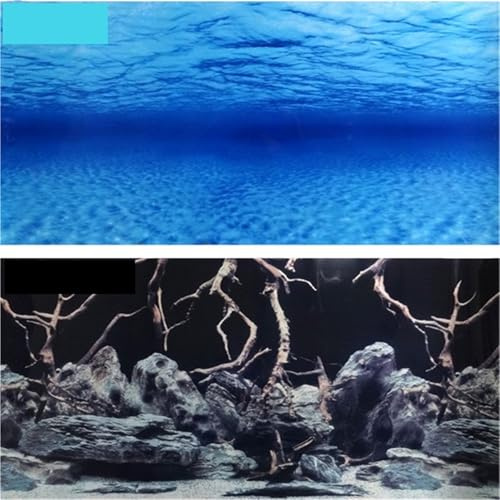 JTKSSCS Fish Tank Background 60 100 150CM High Double Sided Aquarium Background Poster Rock Fish Tank Decorative Wall Backdrop Picture Decor Glossy(Black,150 x 60 cm)