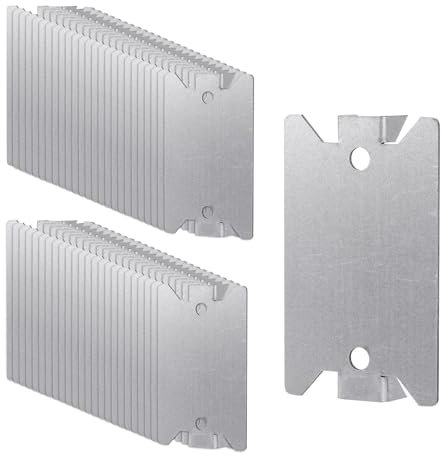 50pcs Nail Plates for Studs, 2.5x1.5 Inch Strong Steel Nail Easy Plates Electrical Pointed Nails Wood Guards with Nail Holes Anti-Nail Protection Plate for Protecting Pipes Conduits Wires (Silver)