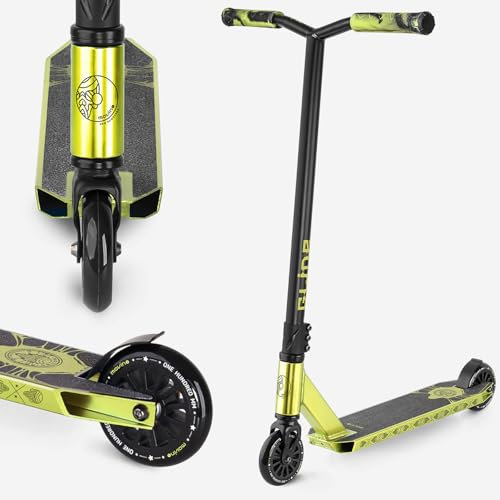 Movino Glide Stunt Scooter Profi Roller für Erwachsene & Jugendliche mit ABEC 9 Kugellagern Kickscooter mit 100mm Rad 6061 Aluminium-Deck Gewicht 3,3 kg Tragfähigkeit: 100 kg