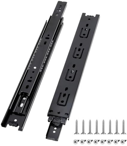 Prmape 2 Pcs Guias Cajones Carriles, 300mm Railes para Cajones, 3 Pliegues Guias Telescopicas para Cajones, Guia Cajon Extraccion Total 30cm, Montaje Lateral, Capacidad de Carga Hasta 45 KG