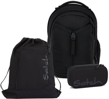 Satch Match Schulrucksack Set 3tlg. inkl. Schlamperbox und Sportbeutel (Blackjack)