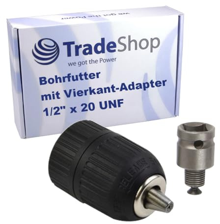 Trade-Shop Juego de portabrocas 2 en 1 + adaptador cuadrado de 1/2 para atornillador de impacto en taladro/rango de sujeción 2-13 mm