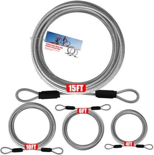 VIVBOO 4FT/6FT/10FT/15FT Cable Locks with Combination 1/8 inch Security Cable with Loops for Fence Luggage Gym Locker Cabinet