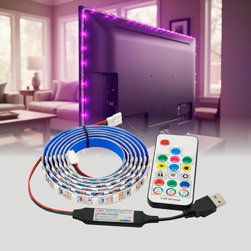 LED ATOMANT 2x 2m Tira Luz LED Sincronización Musical TV 5V USB RGB y Mando | Corte cada 50cm