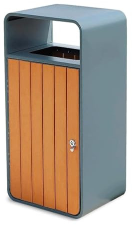 Contenedor de Basura Exterior de Acero Inoxidable de 63 l, Rectangular, de Gran Capacidad, para Uso Comercial.