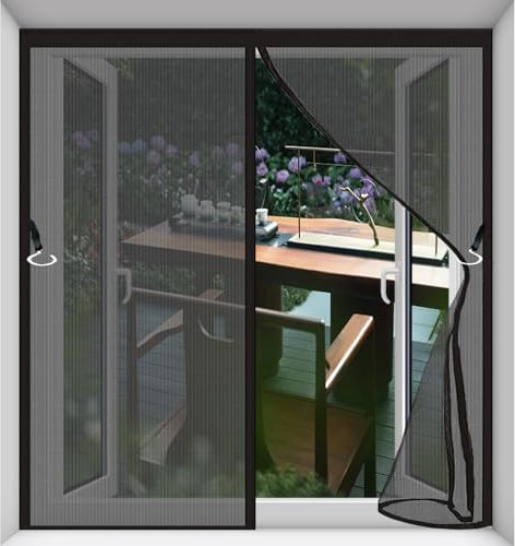 Moustiquaire Fenêtre Magnétique 98 x 74 cm Anti-Mosquito moustiquaire sur mesure Auto-Adhésive et Sans Perçage Fermeture Automatique Adsorption Magnétique, Noir