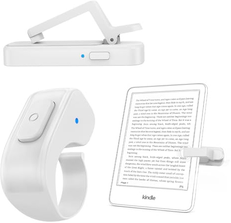 [Case-Friendly] Remote Control Page Turner Ring for Kindle Paperwhite Oasis Scribe Kobo eReaders Page Turner Clicker for iPhone ipad Tablets with Storage Bag