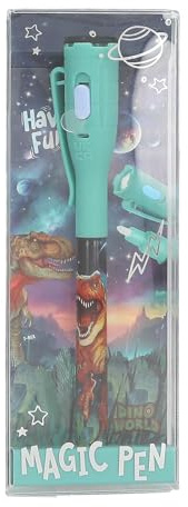Depesche 13381 Dino World - Crayon Secret avec Motif de Dinosaure, avec Encre Invisible et lumière UV, Piles incluses