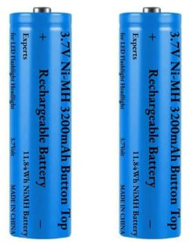 2 Pezzi Batteria 3200mAh Ni-MH Ricaricabile, 3.7V Button Top NiMH Batterie, 3.7Volt Bottone Alto Alta Capacità Pile Ricaricabili per Fotocamera/Piccolo Ventilatore/LED Lampada Frontale/Luci Solari