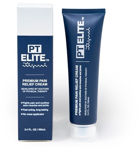 PT Elite Premium Pain Relief Cream, with Capsaicin, Menthol & Arnica, Arthritis, Knee, & Back Pain Relief, Soothes Sore Muscles & Joints, Reduces Stiffness, Non-Greasy, Topical Analgesic, 3.4 oz