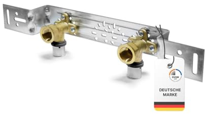 Sanpro 3 x Pressfitting Einzel Wandscheibe + Montageplatte abgewinkelt, Größe 16x2 - Stichmaß 73-153 mm (pressfitting montageplatten wandwinkel wandscheibe abgewinkelt dvgw) (Pack à 3 Stück)