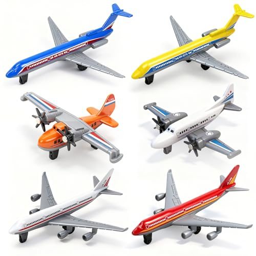 Tcvents Spielzeug Flugzeug 6 Pack, Diecast für Jungen Alter 3 4-7 8-12, Legierung Flugzeuge Modell/Gleiter Flugzeuge/Airlines Flugzeug Spielzeug für Kinder Geburtstag