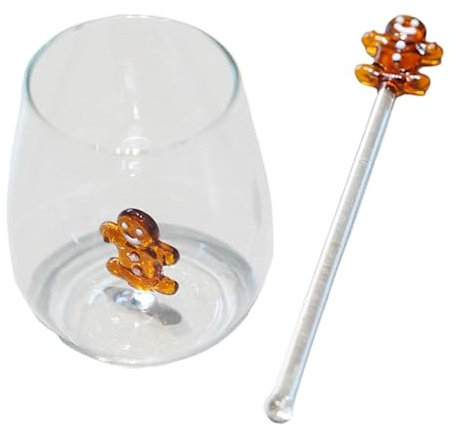 EHJRE Vaso de Vidrio con Agitador, Bonito Vaso de 400 Ml para Zumo, Leche Y Agua.