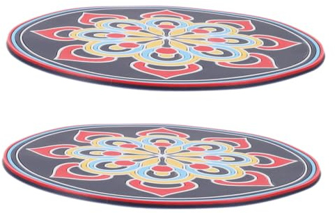 Supvox 2 Stück Bestickte Klangschalen Pads aus Pvc Rutschfeste Untersetzer für Meditation und Yoga mit Elegantem Design und Angenehmer Textur