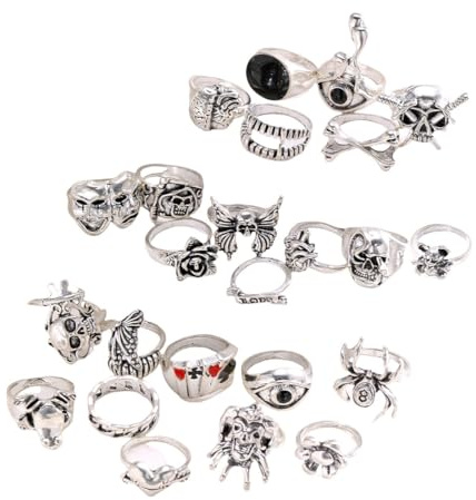 OIXEY 24 Pezzi Set Anelli Acciaio Inossidabile Donna, Anelli Donna Acciaio Inossidabile, Boho Anelli Aperto Minimalista Impilabili, Anelli Argento Regolabili Nocche Anello