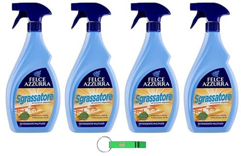 4x FELCE AZZURRA Entfetter Sgrassatore Multiuso,Reinigungs-Spray mit Fettlöser,Reinigungsmittel 750ml + Beni Culinari Kostenloser Schlüsselanhänger