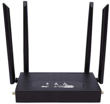 ZDAGELD Router WiFi 6 Router 4G CPE con Slot per Scheda SIM Porte LAN WAN 300 Mbps 6 Antenne Alimentate di Tipo C, Piccola Scheda SIM in Lega di Alluminio Nera 32 Utenti Hotspot WiFi