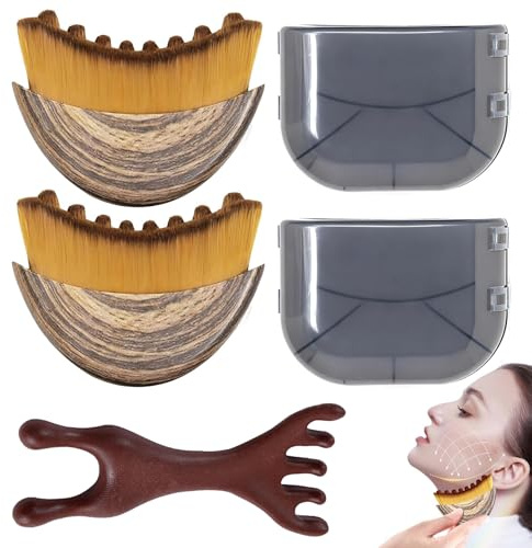 2 Stück Lymphatische Gesichtsbürste, Gesichtsbürste Lymphdrainage für Gesichtsformung und Lymphdrainage, lymphbürsten gesicht Mit 2 Reiseetuis, Sanfte Bürsten für empfindliche Haut