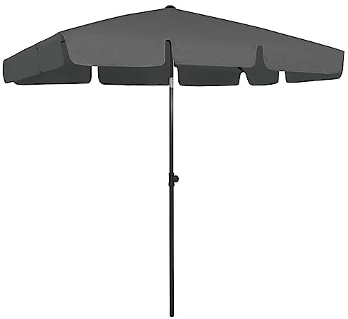 Parasol de plage - Anthracite - 200 x 125 cm - Rectangulaire - En polyester - Protection solaire anti-UV - Inclinable - Pour jardin et balcon - Résistant aux intempéries - Pour l'extérieur