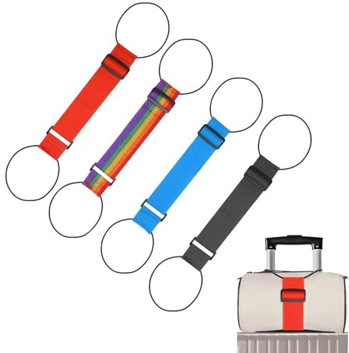 Kireida 4 Pezzi Cinghie per Valigie, Cinghie Elastiche Regolabili per Collegare Bagagli, Multifunzionali E Resistenti, Ideali per Fissare Borse E Zaini Durante I Viaggi