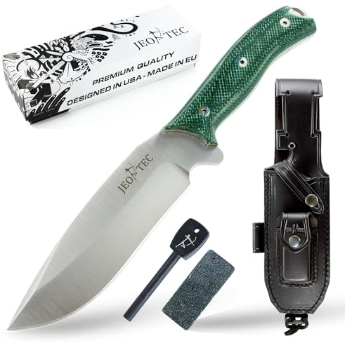 JEO-TEC Nº9 Outdoor-kniv Survival Bushcraft Camping Vandring jakt och fiskekniv - MOVA stainless steel - Mikarta/Kokobolo-trähandta - Gjord i Spanien
