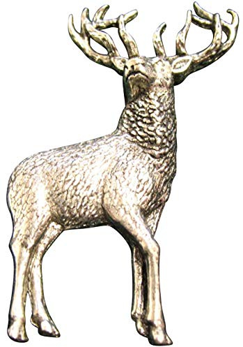 Ansteckpin Rothirsch Zwölfender | für den Hut oder das Revers | Perfekt zum Jagd-Outfit | Anstecker Pin Button | Altsilber