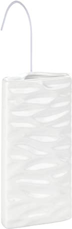 WENKO Saturateur avec motif Vagues - Humidificateur de locaux avec structure de vagues pour radiateurs à ailettes, Céramique, 9 x 19.5 x 4 cm, Blanc