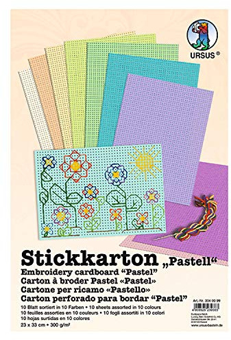Ursus 3040099 - Strickkarton Pastell, aus durchgefärbtem Fotokarton 300 g/m², ca. 23 x 33 cm, 10 Blatt in 10 verschiedenen Farben, hohe Farbbrillianz und Lichtbeständigkeit, aus Frischzellulose