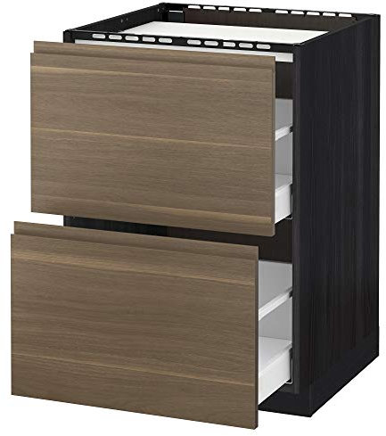 Table de cuisson METOD/MAXIMERA - 2 façades - 2 tiroirs - 60 x 62,1 x 88 cm - Noyer/Voxtorp