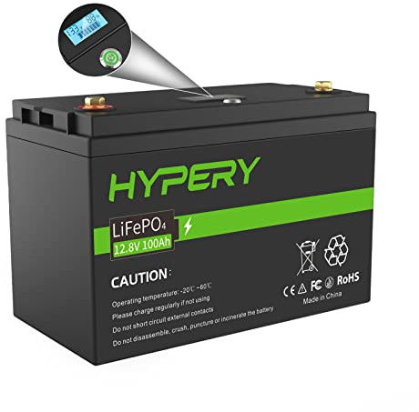 Smart 12V 100Ah LiFePO4 Batterie mit LED-Display, Startschalter und BMS, perfekte Lithium Batterie für Wohnmobile, Golfwagen, Boote und Energiespeicher zu Hause