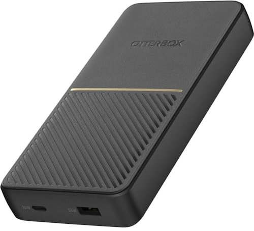 OtterBox Fast Charge Power Bank, 20,000 mAh Portable Charger with USB-A 18W and USB-C 18W Output, LED Indicator, Slim, Durable Design with Drop Protection, Black