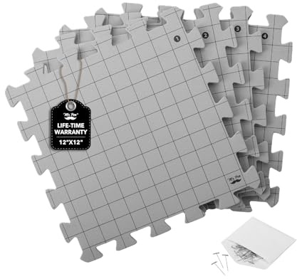 Mr. Pen BMFK04M212 - Set di 4 tappetini ad incastro per lavori a maglia e all'uncinetto, 30,5 x 30,5 cm, con 50 spilli a T, per lavori a maglia e uncinetto