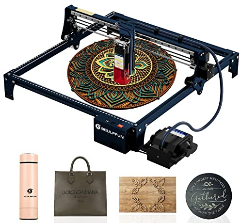 SCULPFUN S30 Laser Graviermaschine - Laser Cutter, Automatisch Kontrolle Air Assist Kit, 0.05mm Skulptur Präzision für DIY Holz, Metall, Leder, Acryl…