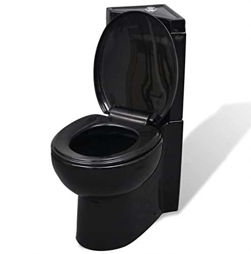 MOONAIRY Keramik WC Toilette Ecke Schwarz