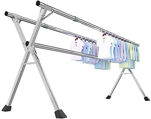 EUPXRHY Stendibiancheria da Ringhiera, Stendibiancheria Allungabile Salvaspazio, Pieghevole Stendino da Esterno per Lenzuola, Stendi Biancheria con Piedini Antiscivolo,120cm~160cm