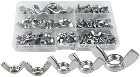 BREAKA M8 Mutter Flügelmutter Sortiment Kit 98 Stück M3 M4 M5 M6 M8 M10 M12 Edelstahl Flügelmuttern for Trommelfahrrad DIN315 Neu