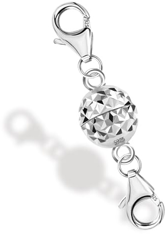 925 Sterling Silver Magnetic Jewelry Necklace Clasp Disco Magnetic Clasps | Magnetic Necklace Clasps 925 Jewelry Making Findings Clasps Heart Ball Magnet Bracelet Convert Connect Necklace Extenders