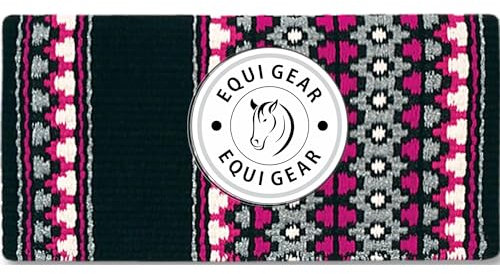 EQUIGEAR Western Show Horse Satteldecke aus neuseeländischer Wolle, Western-Design, handgefertigte Satteldecke, Wollpolster, Sensor Flex (Anpassung möglich), WK15 (34x36)
