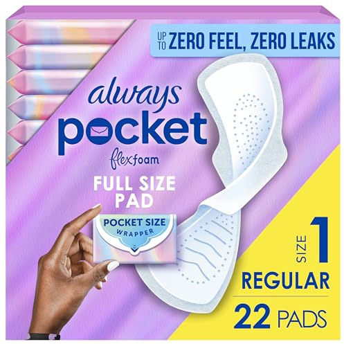 Always Pocket Flexfoam Pads, Size 1, Regular, with Wings, 22 Count