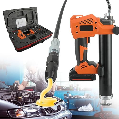 YEHOZZ Tragbare Lithium-Elektro-Fettpresse, 10.000 Psi Hochdruck-Akku-Fettmaschine, 20-V-Lithiumbatteriebetriebene Fettpresse Zum Schmieren Von Fahrzeugen Oder Maschinen,twobatteries