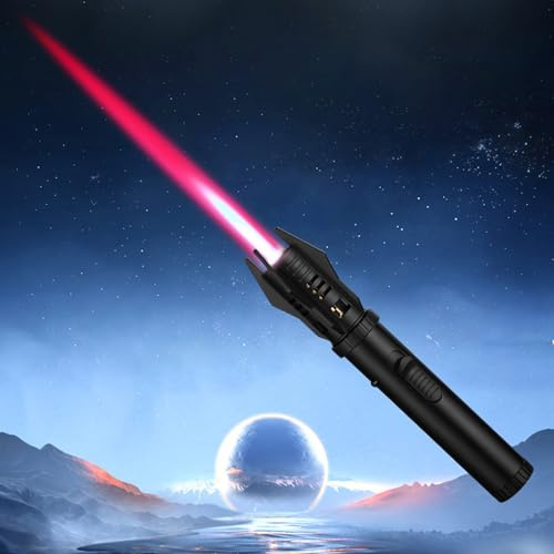 Bright Fire Metal Flameless Lighter, Multifunctional Butane Torch, Windproof Blue Flame Lighter for Kitchen, Cooking, Outdoor, Camping (Black)