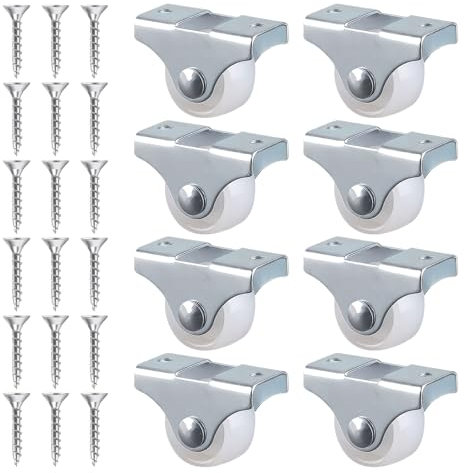 Set di 8 Ruote Fisse in Gomma da 25mm per Mobili e Carrelli, Inclusa Piastra di Montaggio e 18 Viti, Ideali per Carichi Pesanti in Ambiente Domestico e Industriale, Design Antigraffio (1 inch)