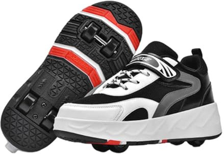 ENEN Schuhe mit Rollen für Mädchen Jungen Skateboardschuhe mit 4 Rollen Skateboardschuhe für Sportschuhe Outdoorschuhe Rollschuhe Kinder 2-in-1-Sneakers -236
